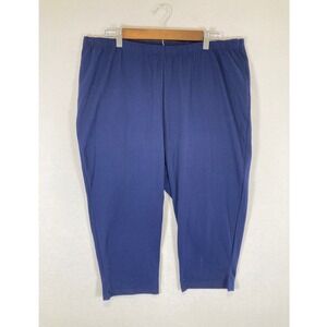 Casual Comfort Woman Within Womens 1X Navy Blue Stretch Cotton Capri Pants